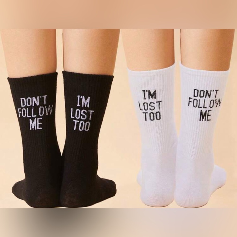 Two Black and White Graphic Socks